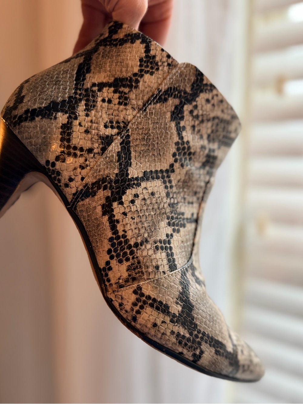 Clark’s collection Snake-Print Ankle Boot in Beige and Black